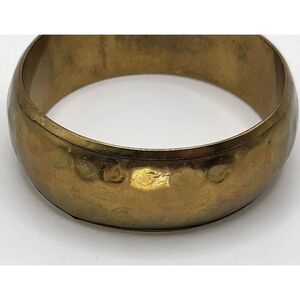 Vintage Wide Brass Bangle Bracelet 1 " Domed Hammered Band Bracelet